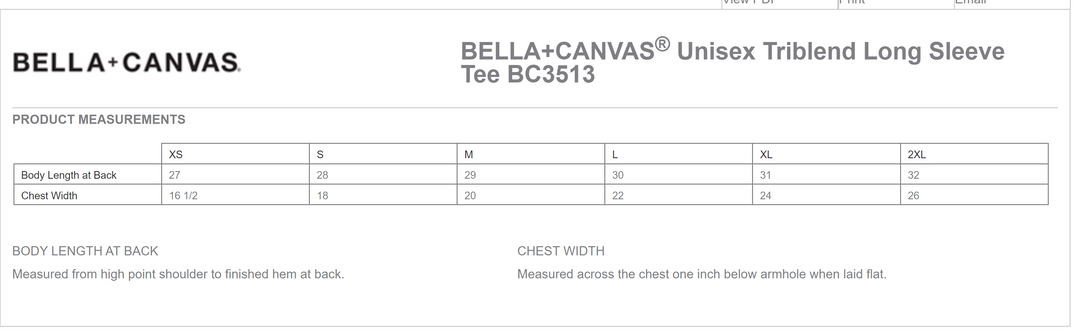 Bella + Canvas Unisex Tri-Blend Long Sleeve Tee