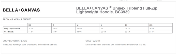 BELLA+CANVAS ® Unisex Triblend Full-Zip Lightweight Hoodie