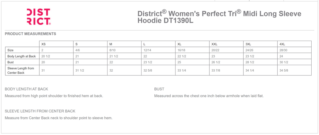 District Women's Perfect Tri Midi Long Sleeve Hoodie