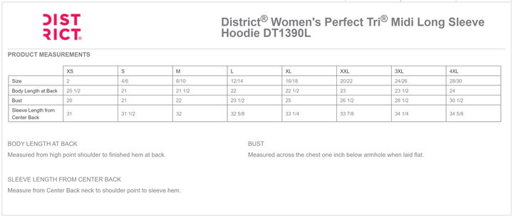 District Women's Perfect Tri Midi Long Sleeve Hoodie